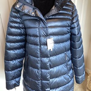 NWT - Nine West Metallic Blue Puffer Jacket - Size L